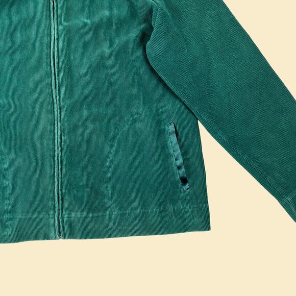Vintage Y2K XL velour Karen Scott ribbed jacket, 2000s green corduroy-style - Picture 9 of 9
